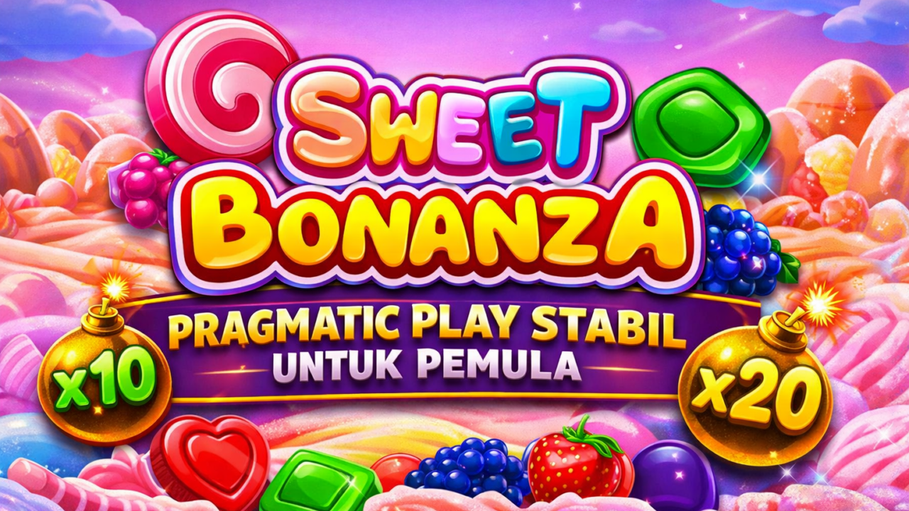 Ilustrasi game Sweet Bonanza dengan tema permen warna-warni dari Pragmatic Play